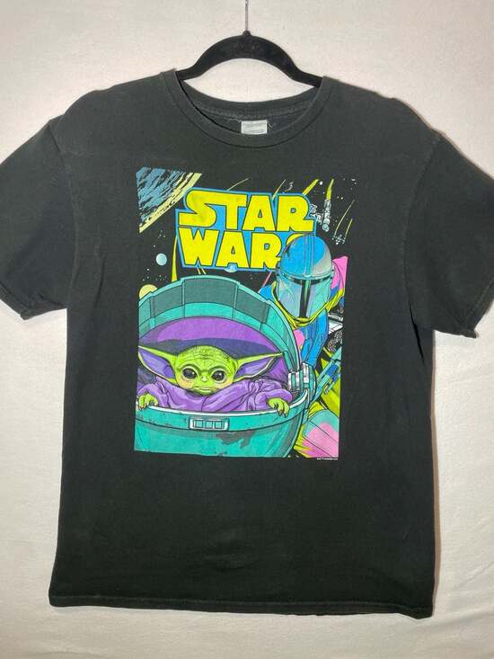 Disney Other - Star Wars The Mandalorian Grogu Psychedelic Poster Black T-Shirt